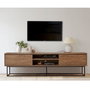 Hanah Home Soporte TV Rodez 180 cm, Moderno y Elegante con Amplio Almacenamiento, Nogal y Negro